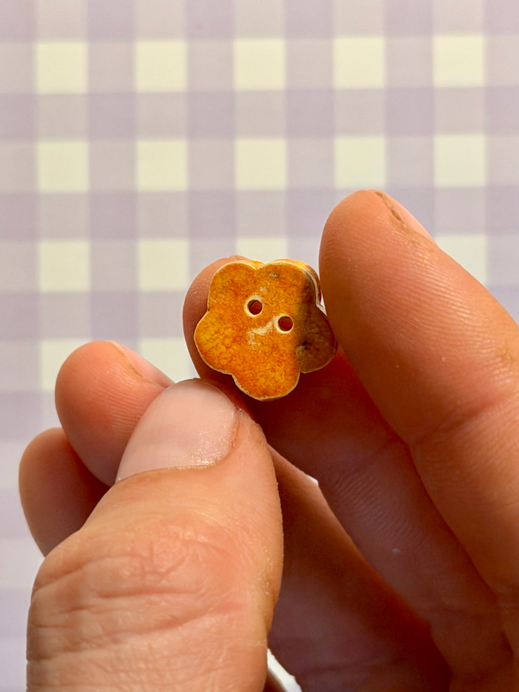 Handmade Ceramic Button for Cross Stitch – Small Flower #2