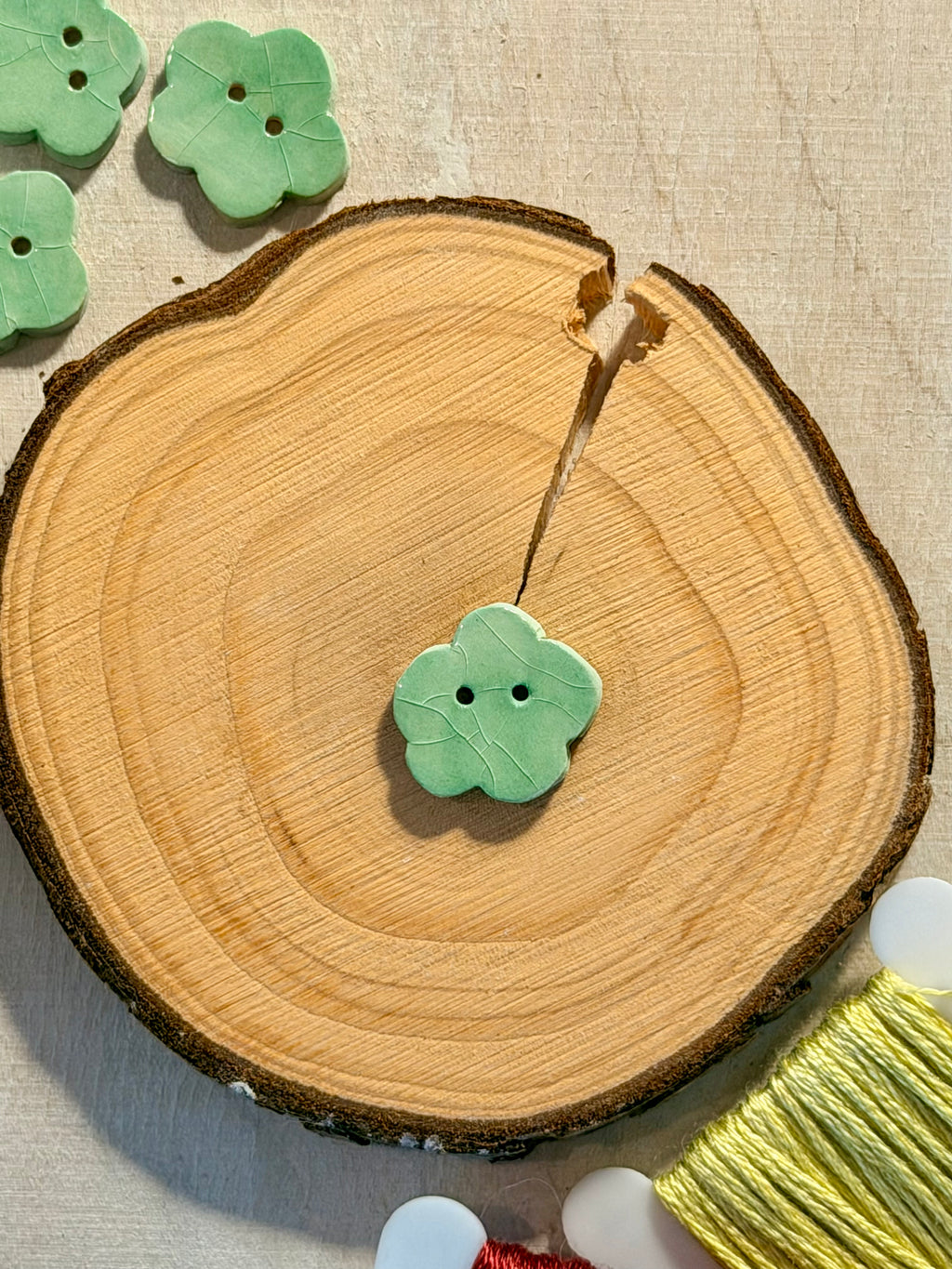 Handmade Ceramic Button for Cross Stitch – Small Flower #3
