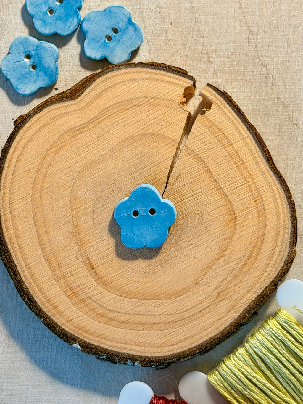 Handmade Ceramic Button for Cross Stitch – Small Flower #4