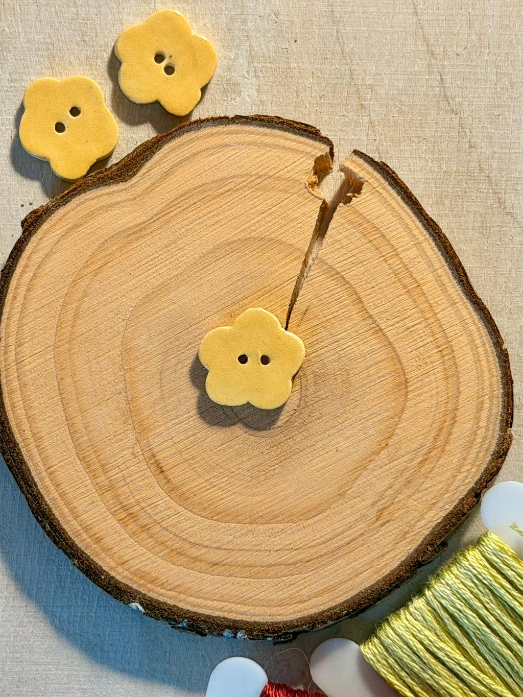 Handmade Ceramic Button for Cross Stitch – Small Flower #6
