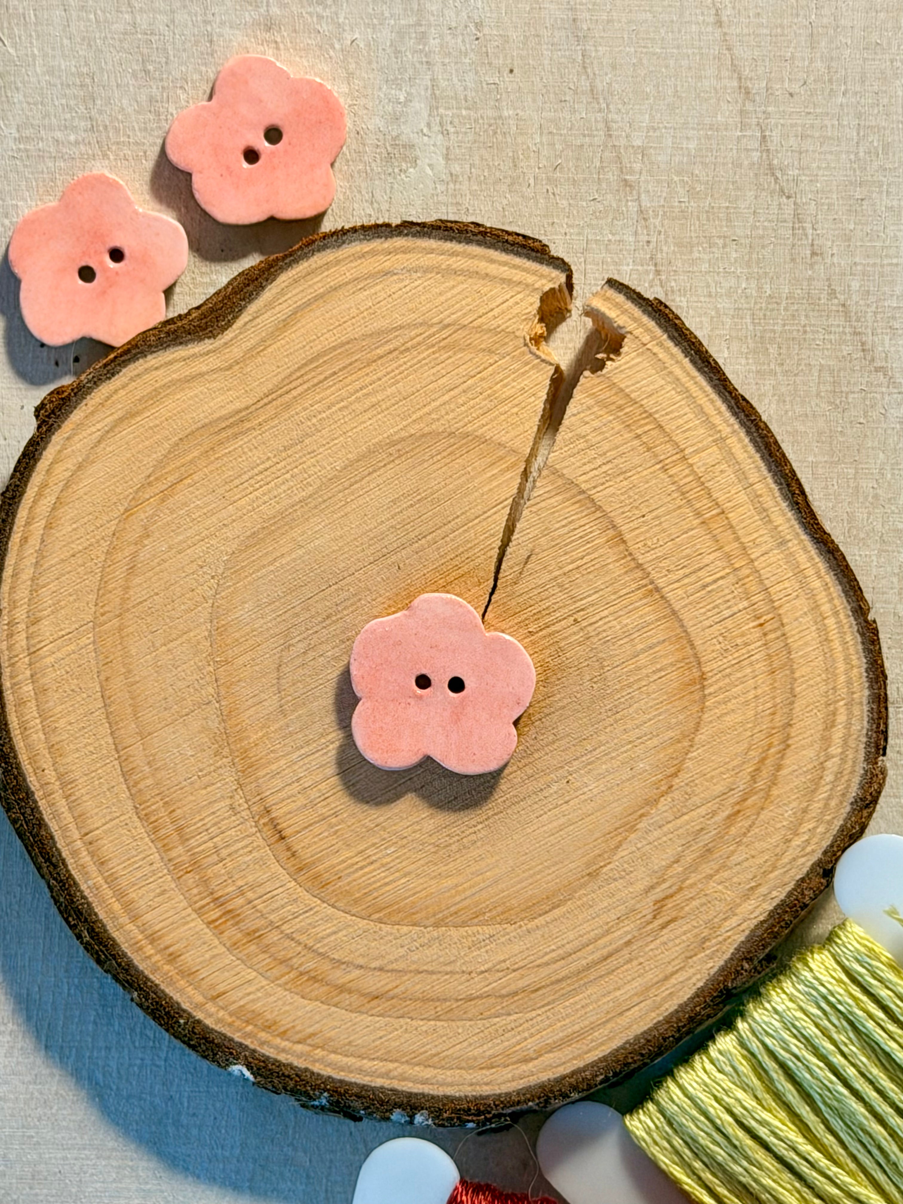 Handmade Ceramic Button for Cross Stitch – Small Flower #8