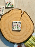 Handmade Ceramic Button for Cross Stitch – Violets