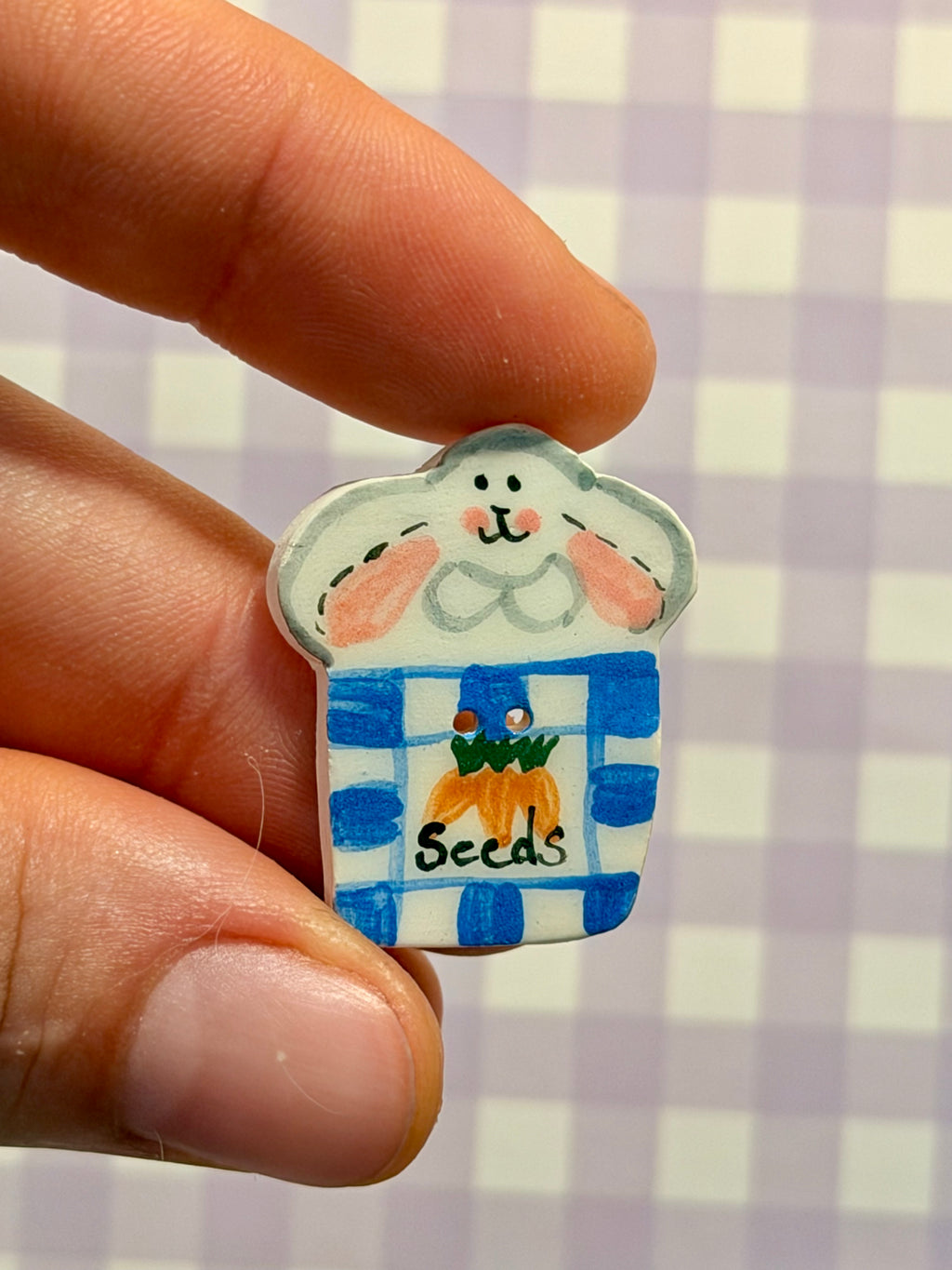 Handmade Ceramic Button for Cross Stitch – Bunny Seeds