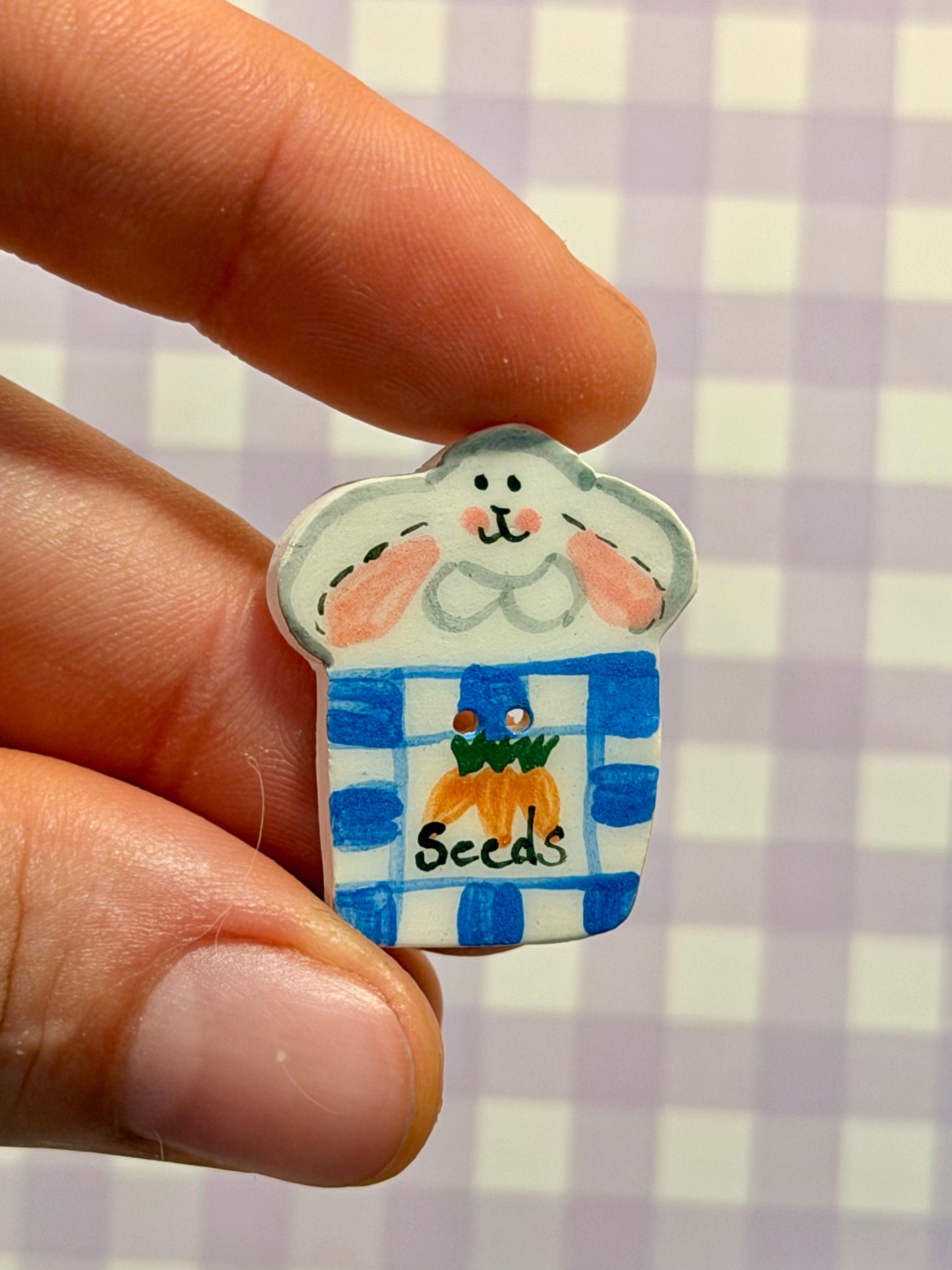 Handmade Ceramic Button for Cross Stitch – Bunny Seeds