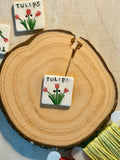 Handmade Ceramic Button for Cross Stitch – Tulips
