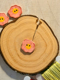Handmade Ceramic Button for Cross Stitch – Pink Flower