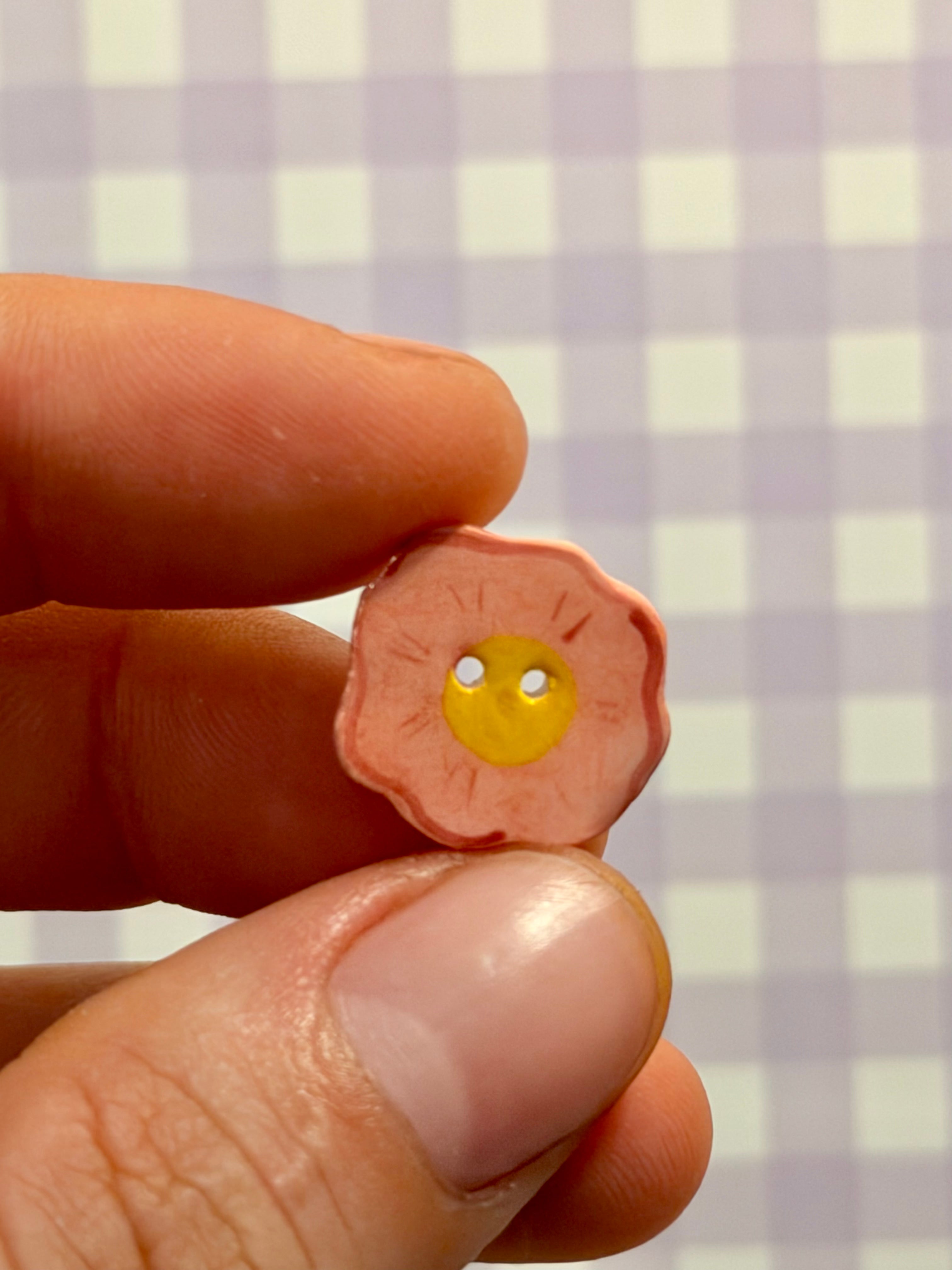 Handmade Ceramic Button for Cross Stitch – Pink Flower