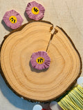Handmade Ceramic Button for Cross Stitch – Violet Flower