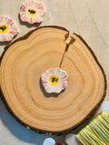 Handmade Ceramic Button for Cross Stitch – White Flower
