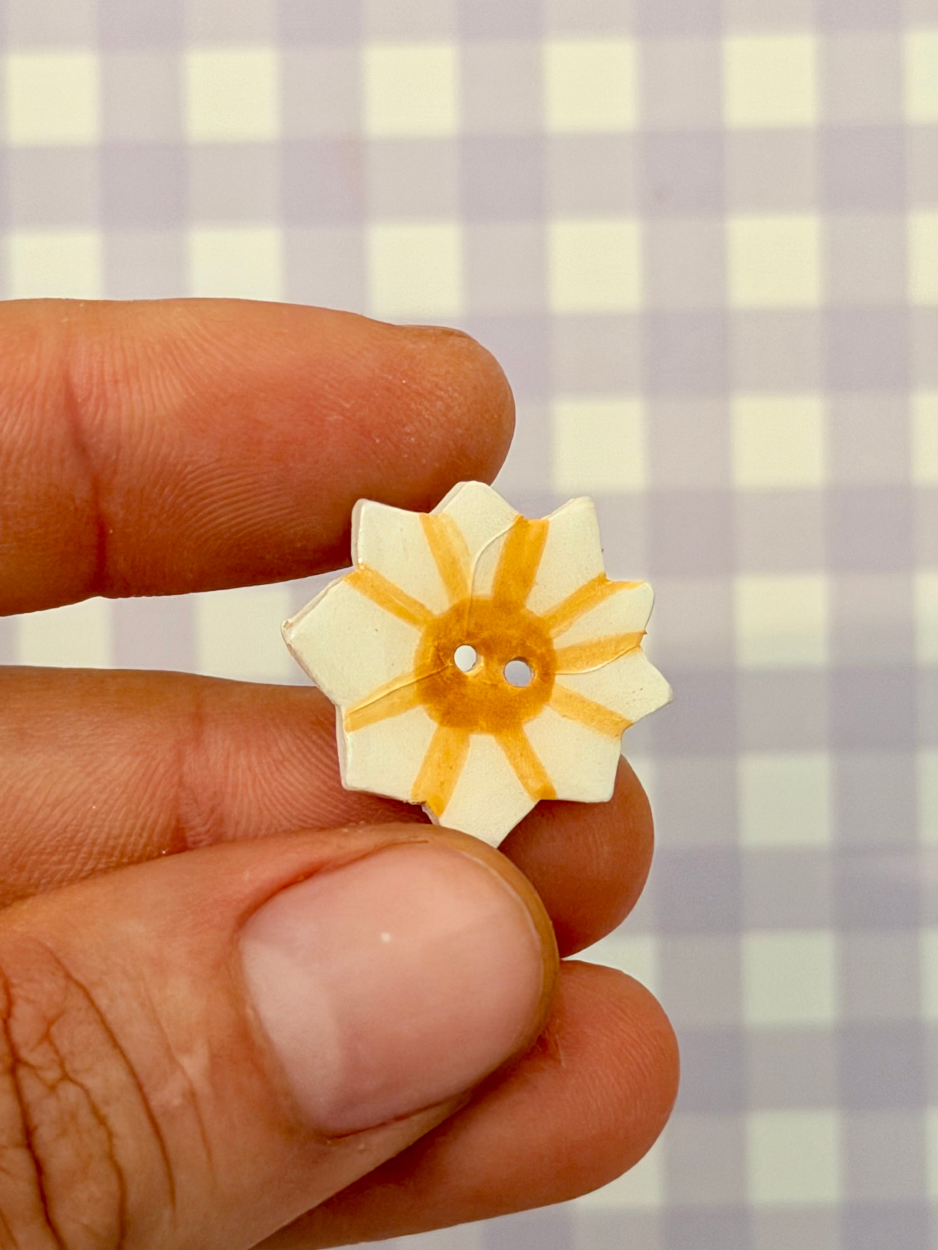Handmade Ceramic Button for Cross Stitch – Sun