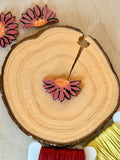 Handmade Ceramic Button for Cross Stitch – Red Camellia