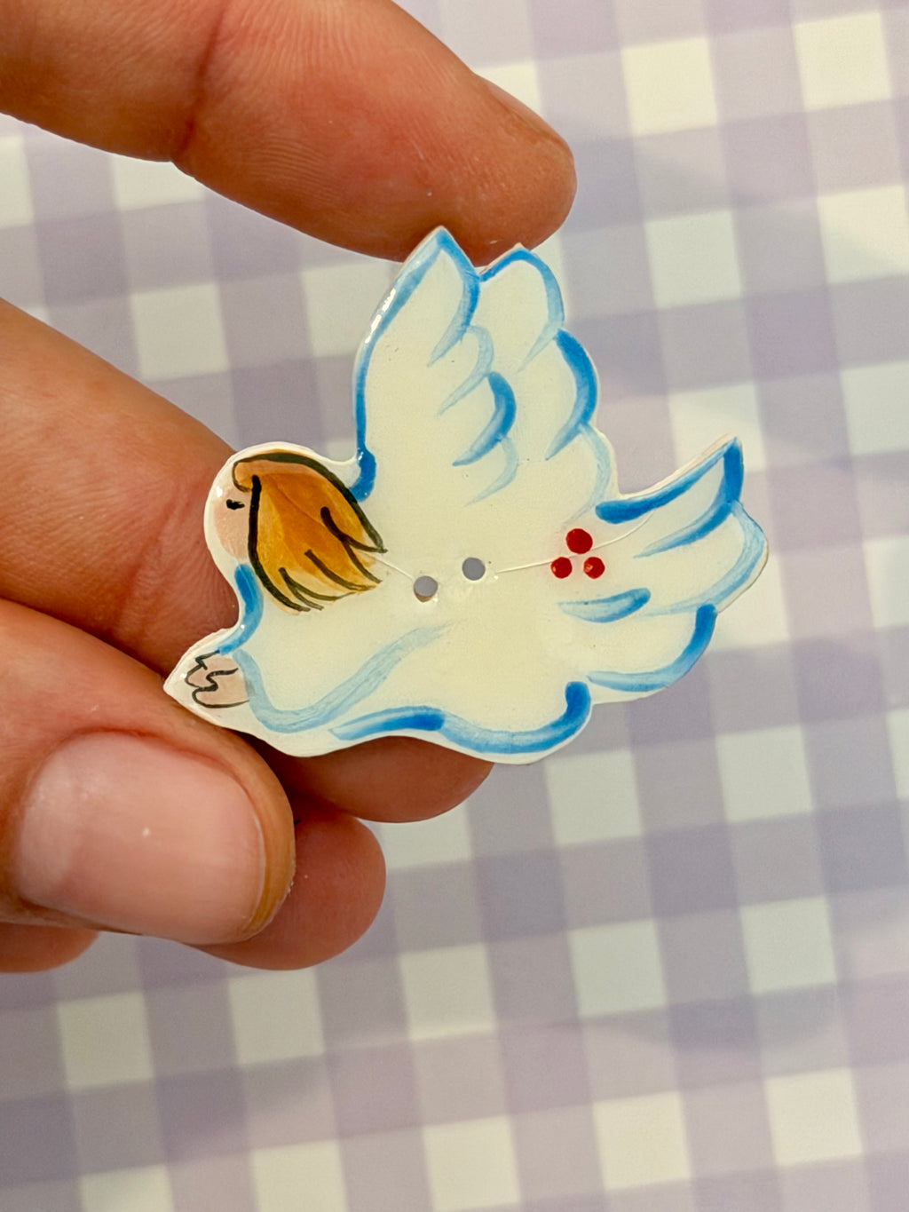 Handmade Ceramic Button for Cross Stitch – Angel #2
