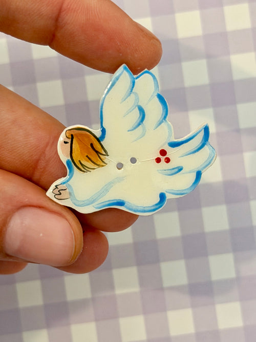 Handmade Ceramic Button for Cross Stitch – Angel #2