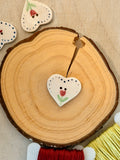 Handmade Ceramic Button for Cross Stitch – Heart with Dots