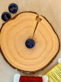 Handmade Ceramic Button for Cross Stitch – Dark Blue Round