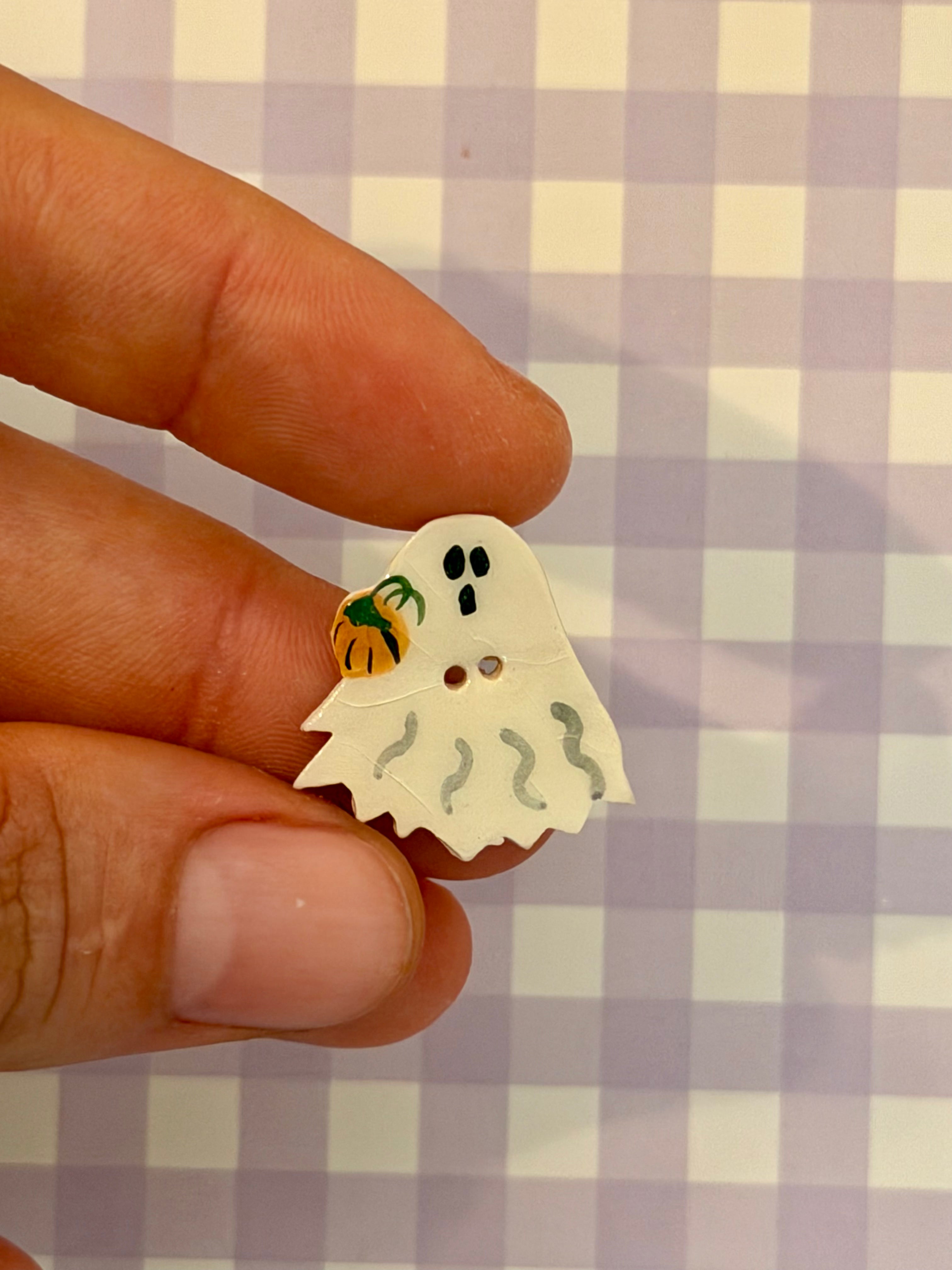 Handmade Ceramic Button for Cross Stitch – Ghost #1