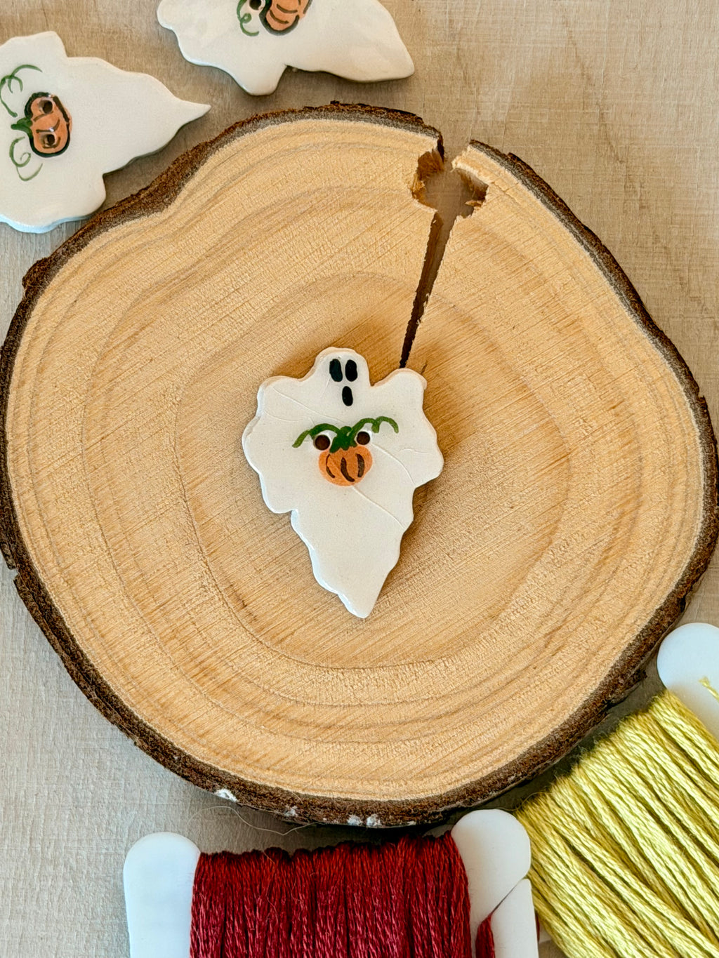 Handmade Ceramic Button for Cross Stitch – Ghost #2