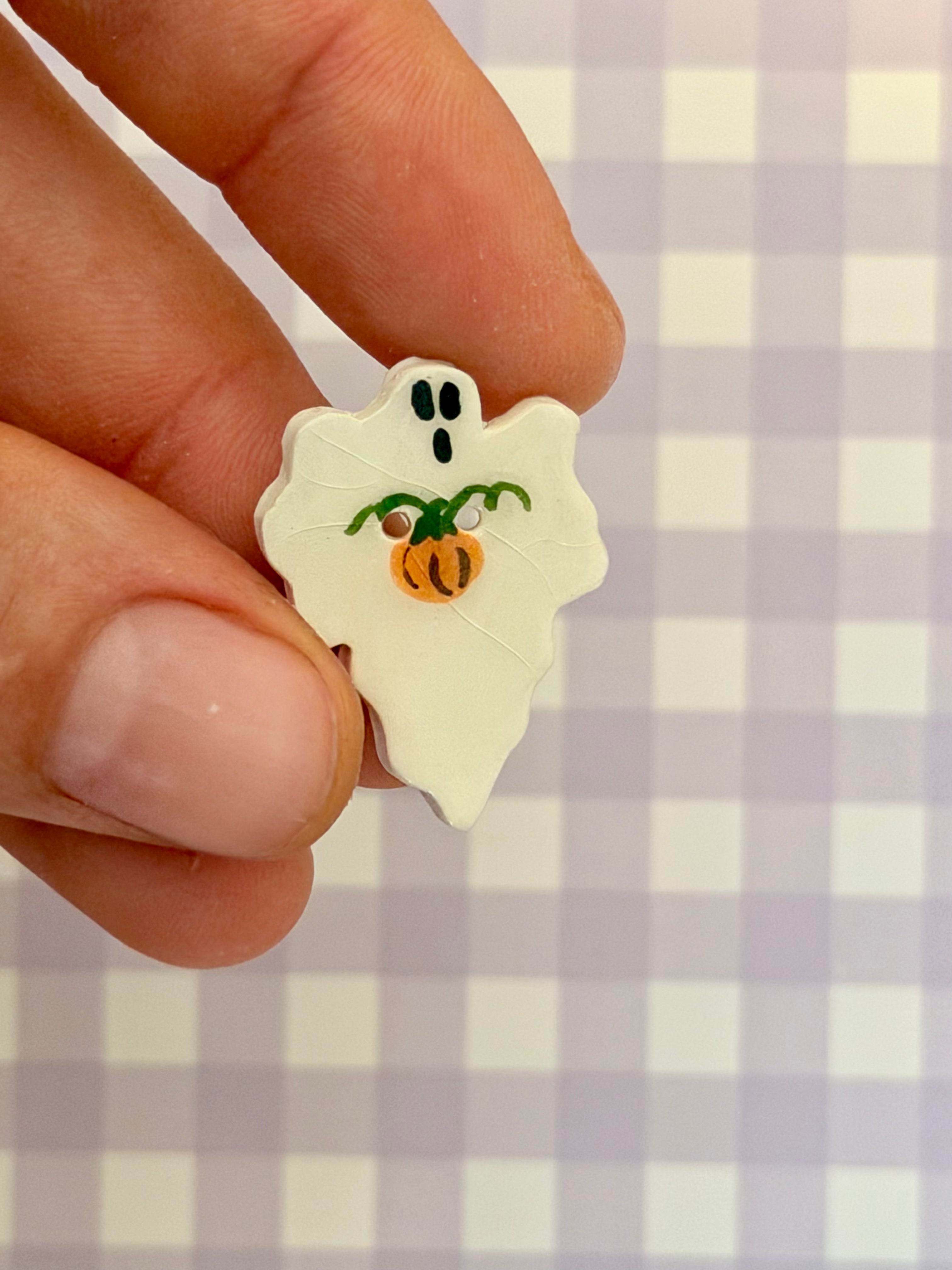 Handmade Ceramic Button for Cross Stitch – Ghost #2