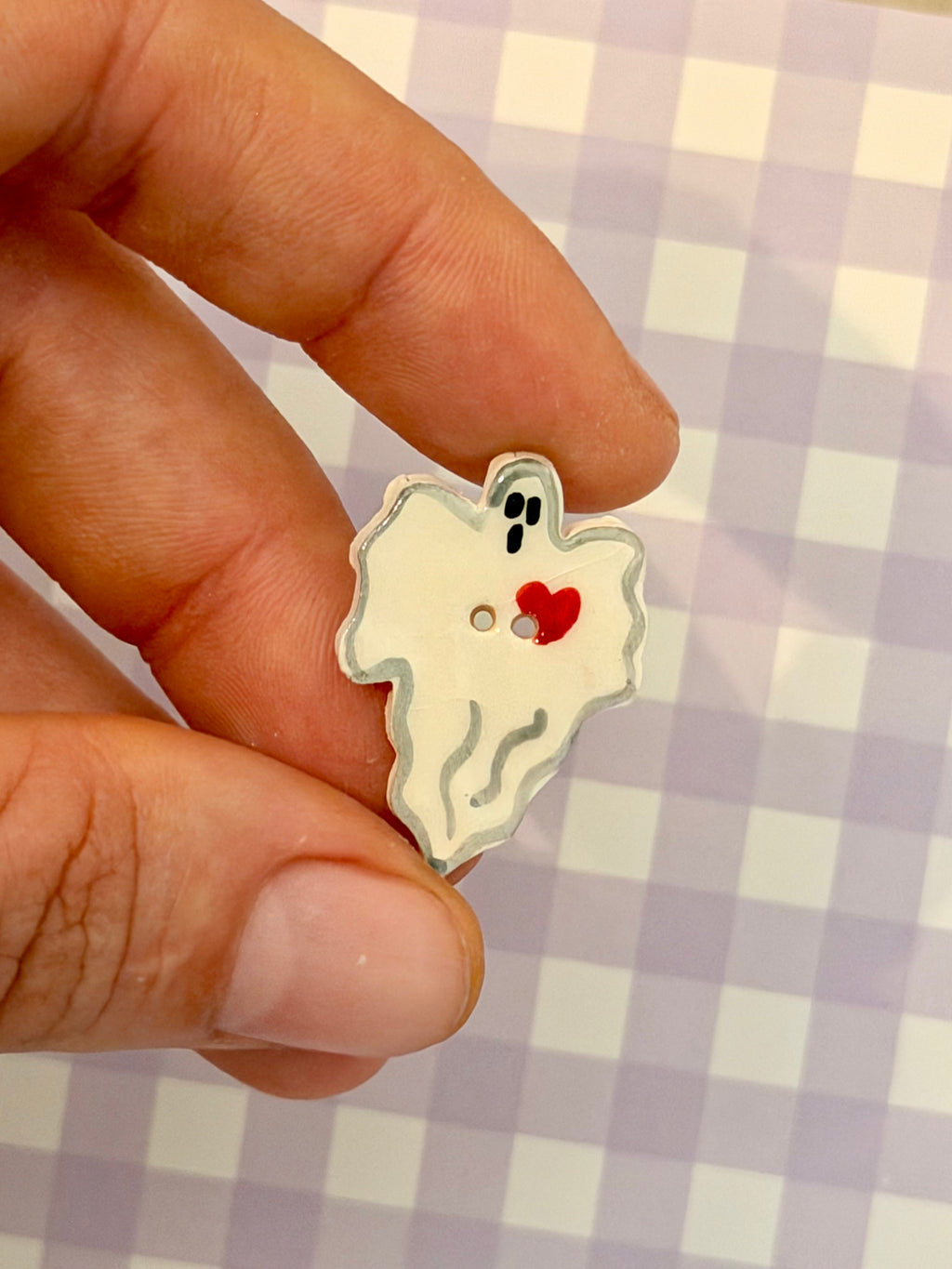 Handmade Ceramic Button for Cross Stitch – Ghost #3