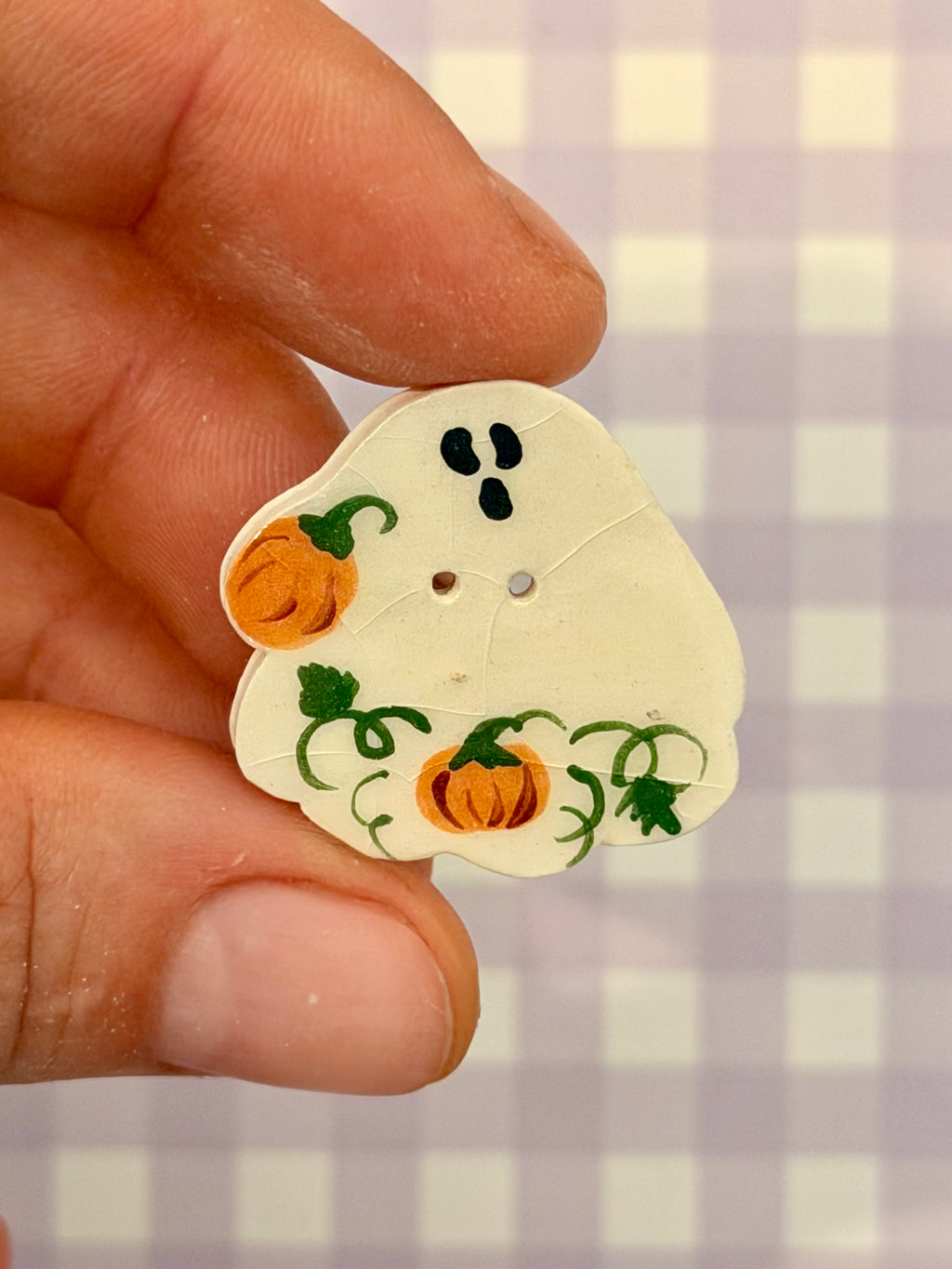Handmade Ceramic Button for Cross Stitch – Ghost #4