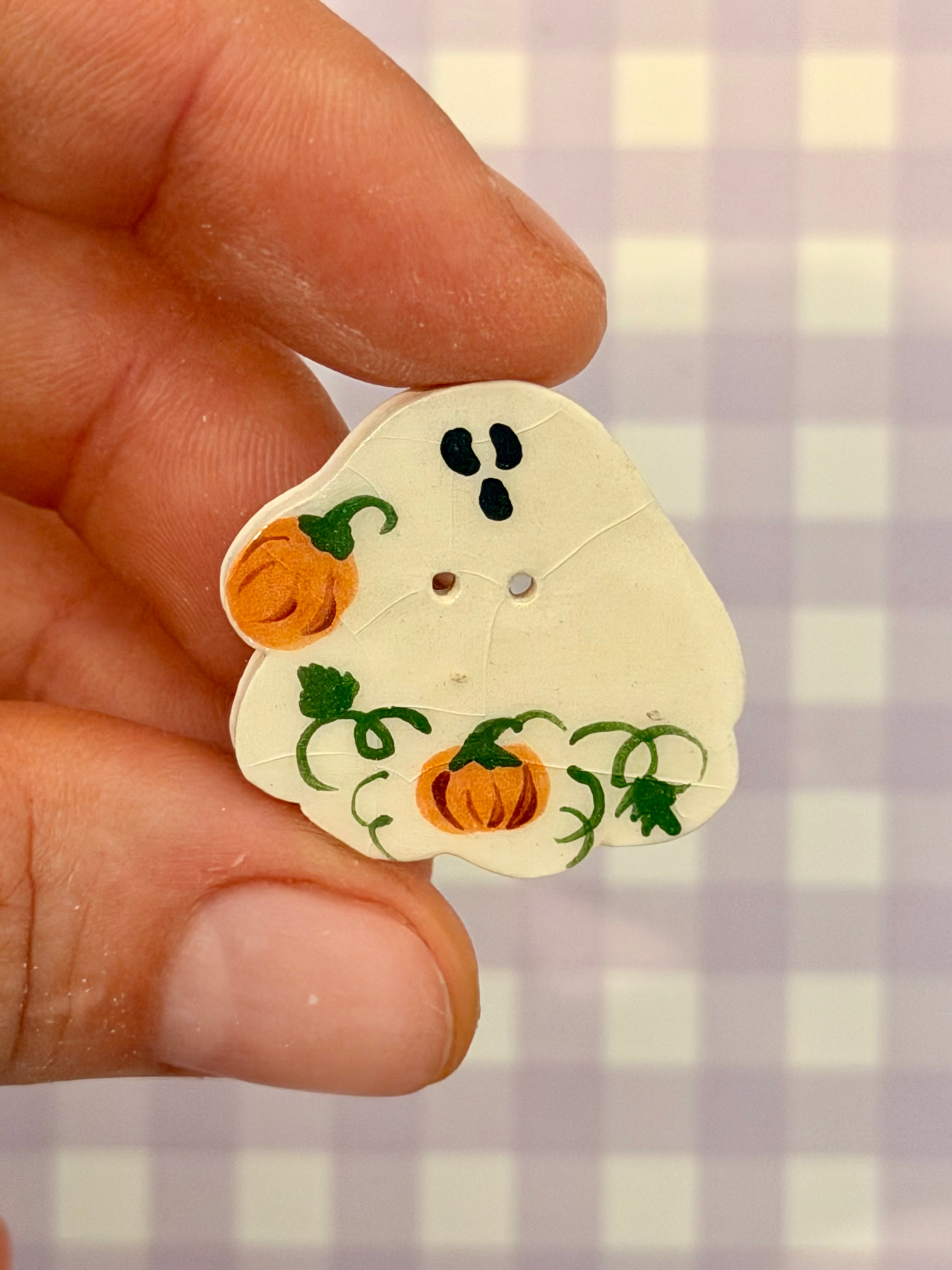 Handmade Ceramic Button for Cross Stitch – Ghost #4