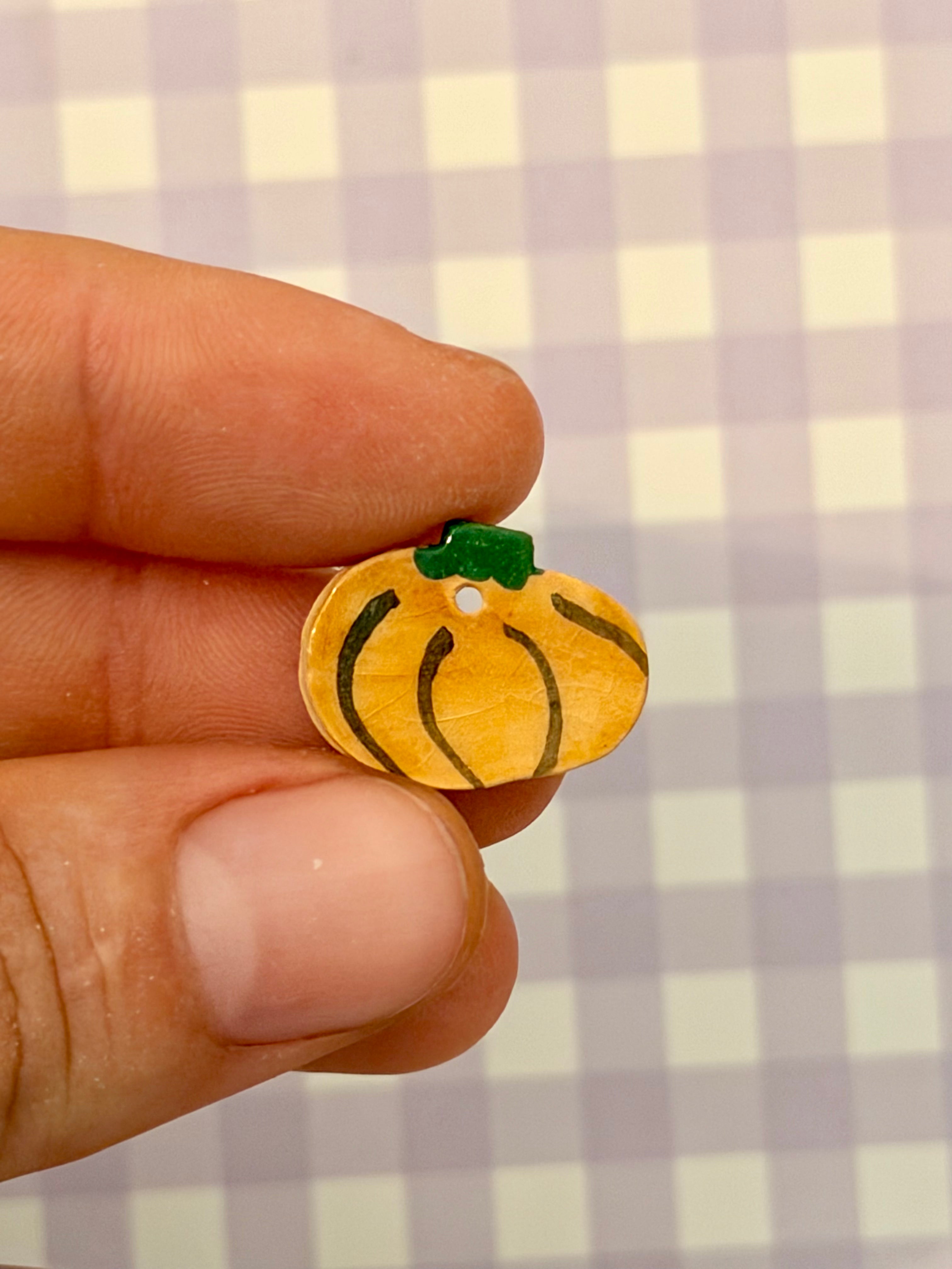 Handmade Ceramic Button for Cross Stitch – Pumpkin Small