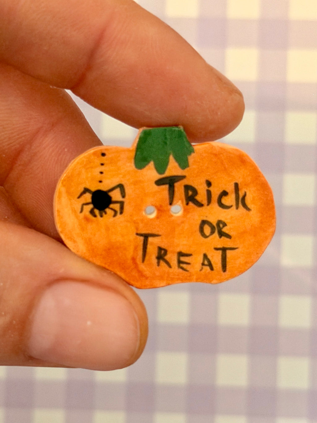Handmade Ceramic Button for Cross Stitch – Pumpkin #3
