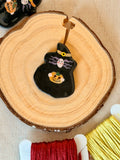 Handmade Ceramic Button for Cross Stitch – Witch