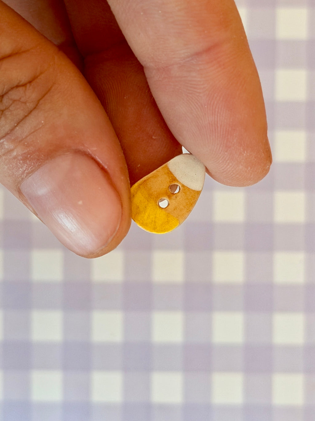 Handmade Ceramic Button for Cross Stitch – Caramel Corn