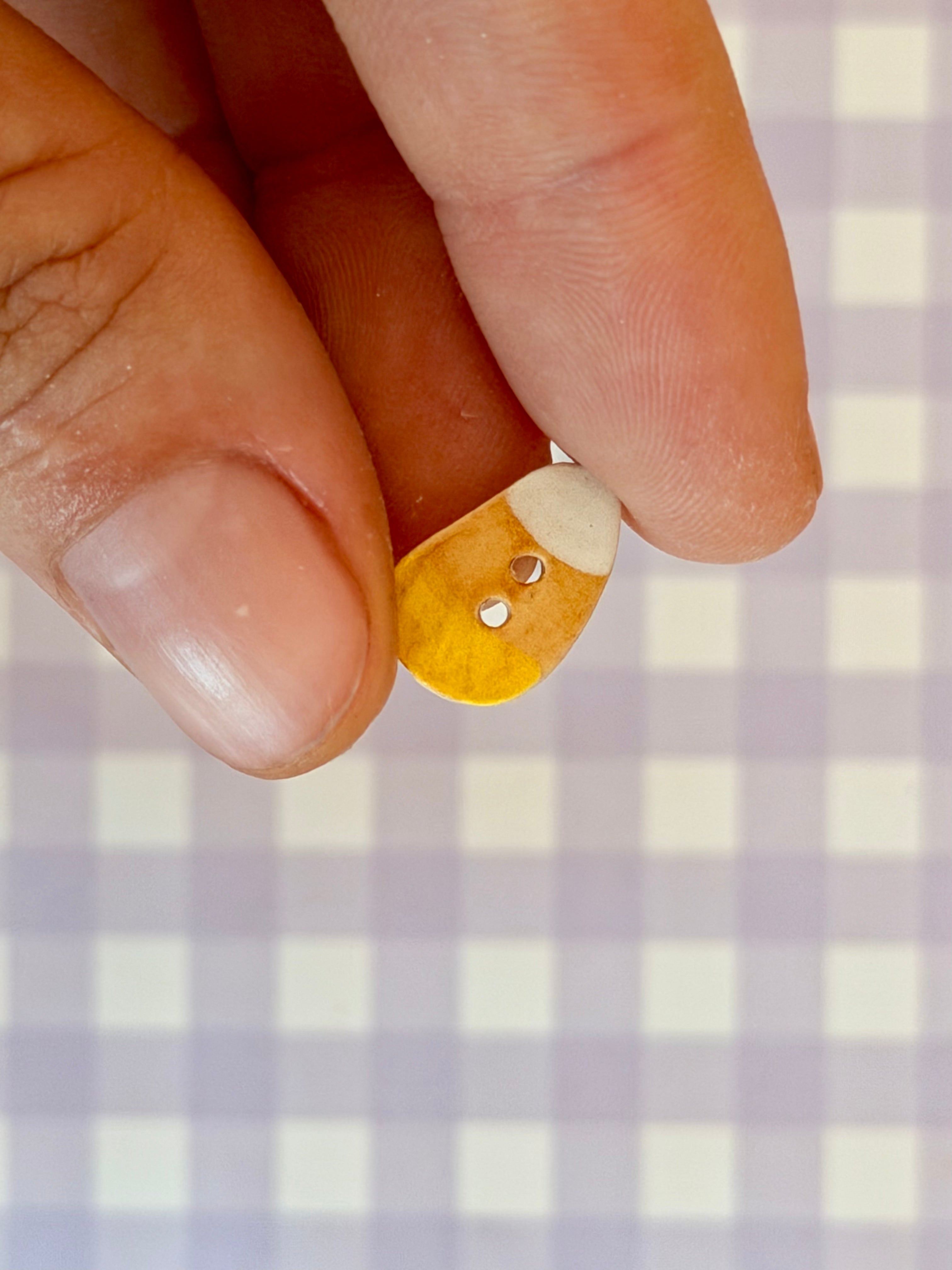 Handmade Ceramic Button for Cross Stitch – Caramel Corn