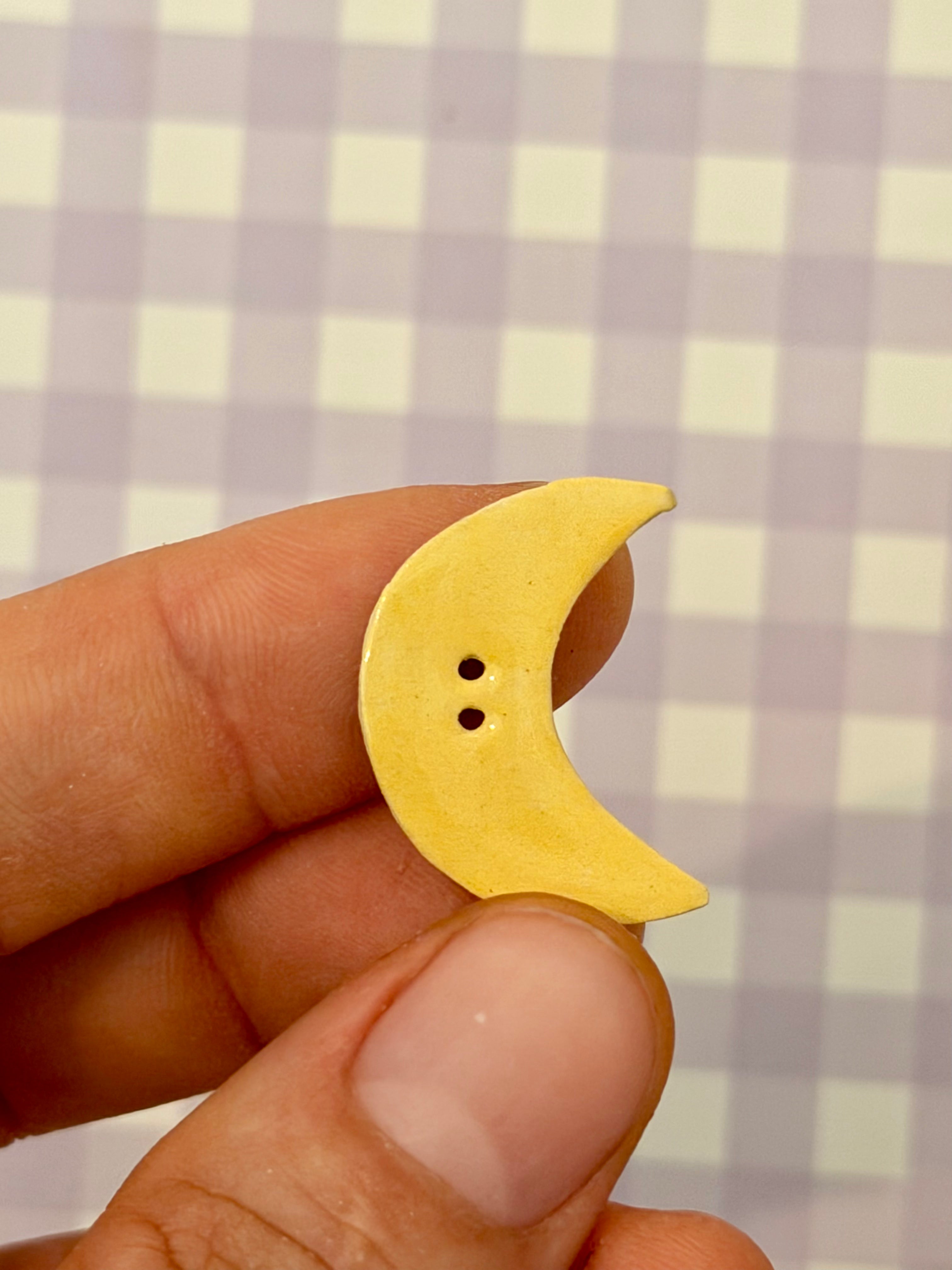 Handmade Ceramic Button for Cross Stitch – Moon