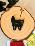 Handmade Ceramic Button for Cross Stitch – Black Cat #2