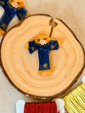 Handmade Ceramic Button for Cross Stitch – Scarecrow