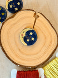 Handmade Ceramic Button for Cross Stitch – Moon #2