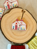 Handmade Ceramic Button for Cross Stitch – House #2