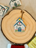 Handmade Ceramic Button for Cross Stitch – House #4
