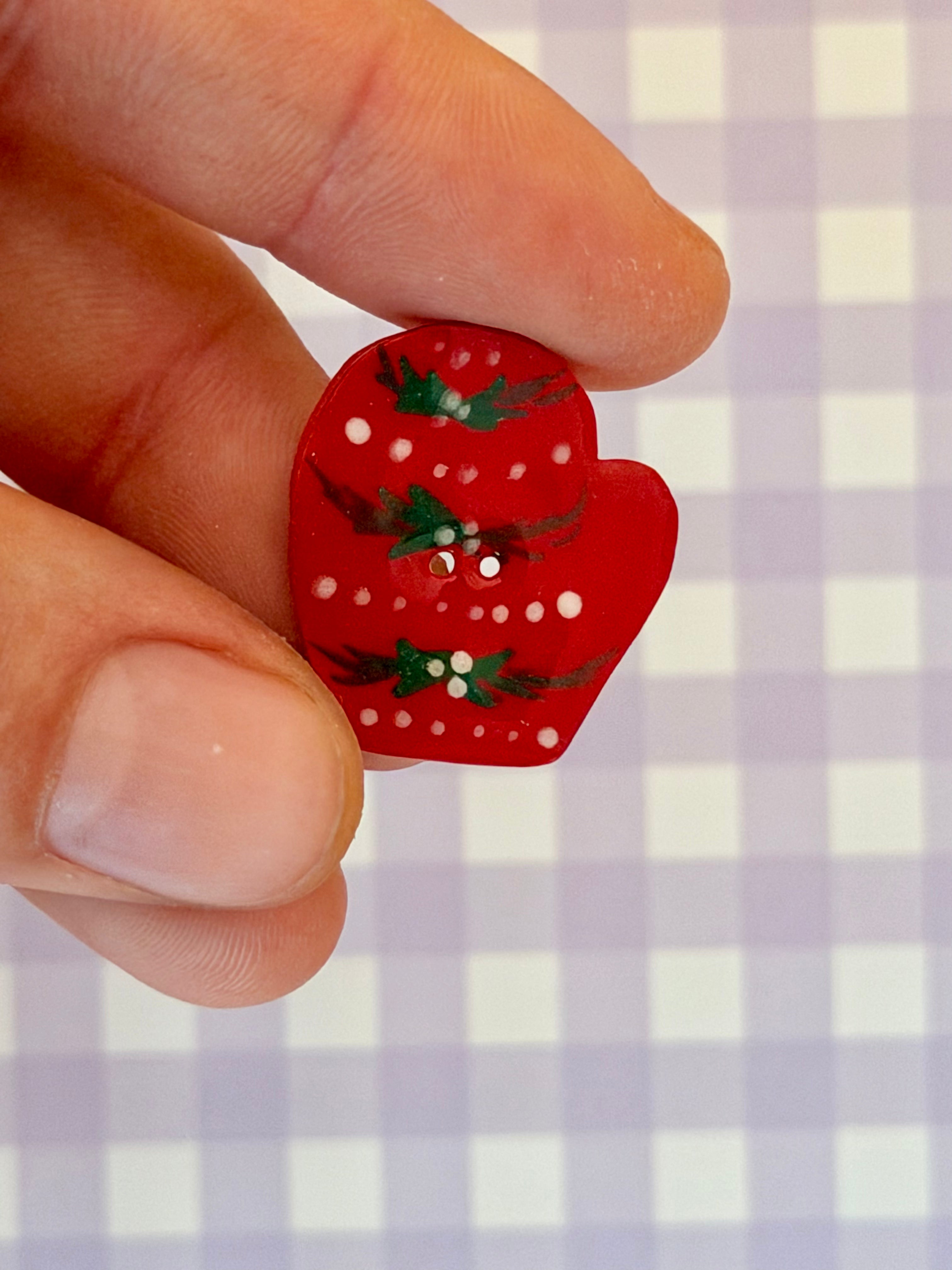 Handmade Ceramic Button for Cross Stitch – Mitten #1