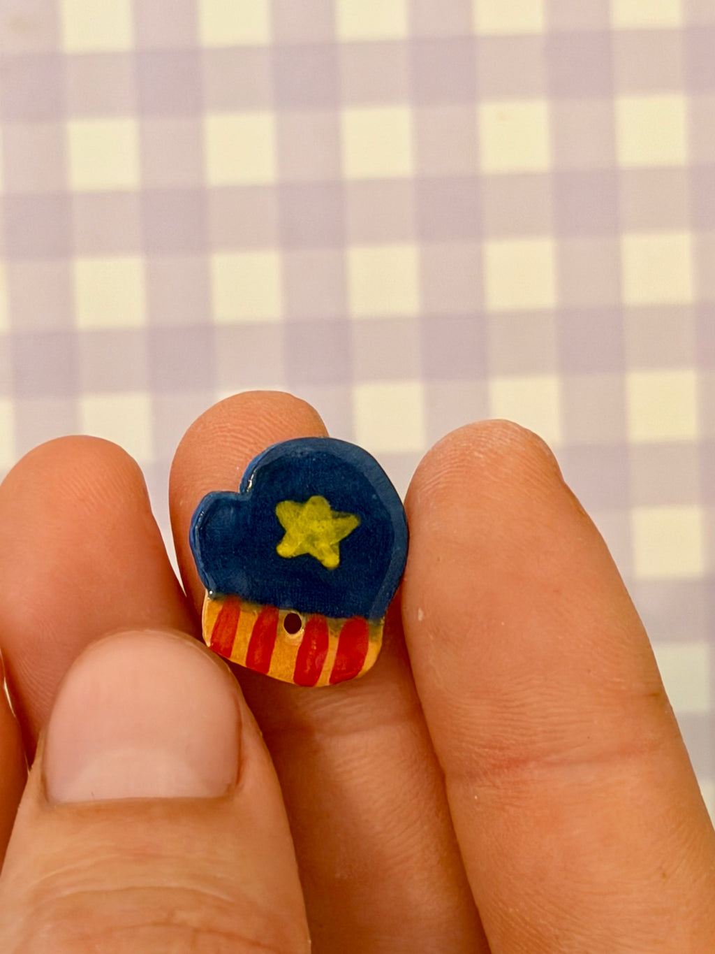 Handmade Ceramic Button for Cross Stitch – Mitten #3