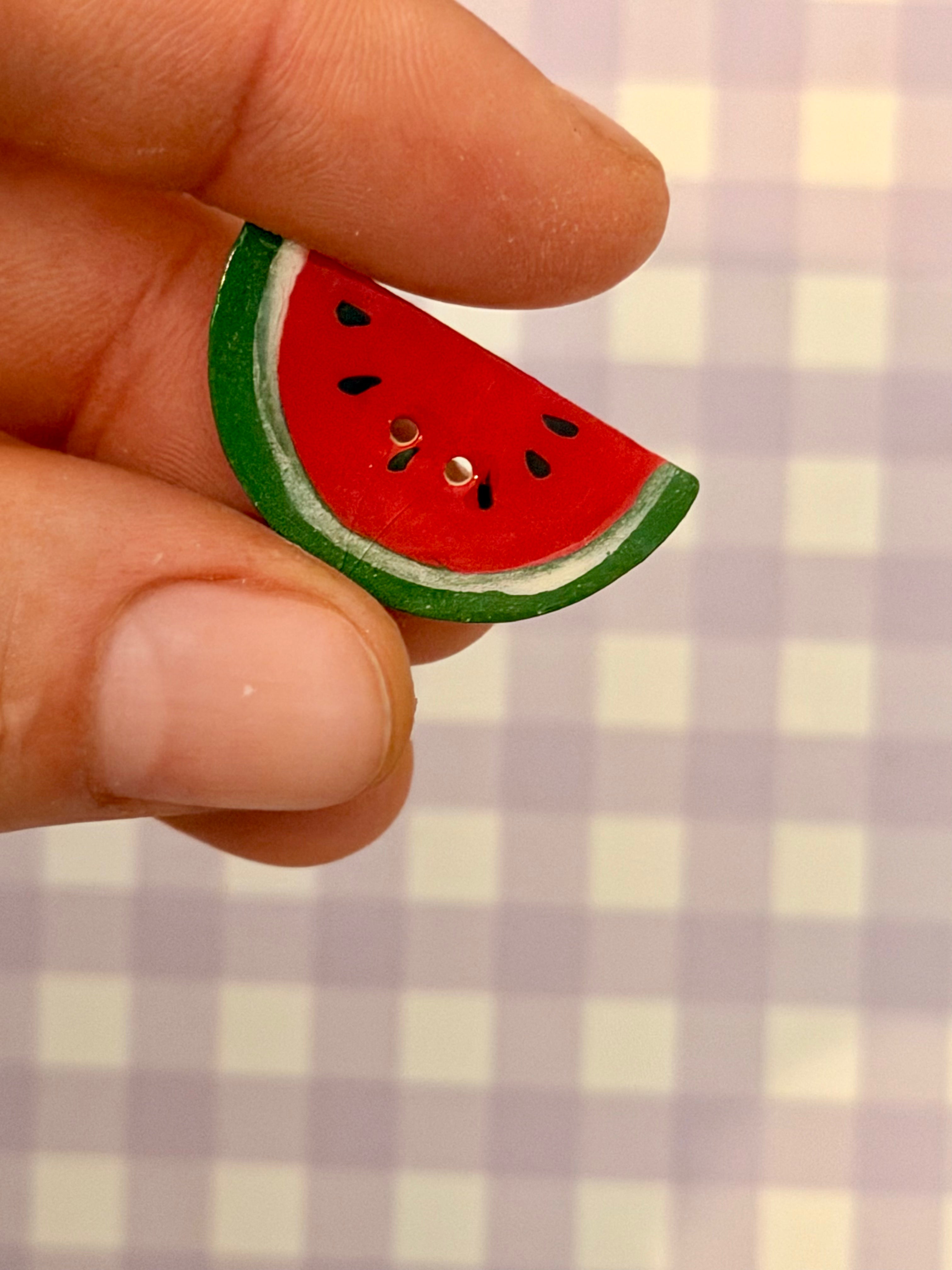 Handmade Ceramic Button for Cross Stitch – Watermelon
