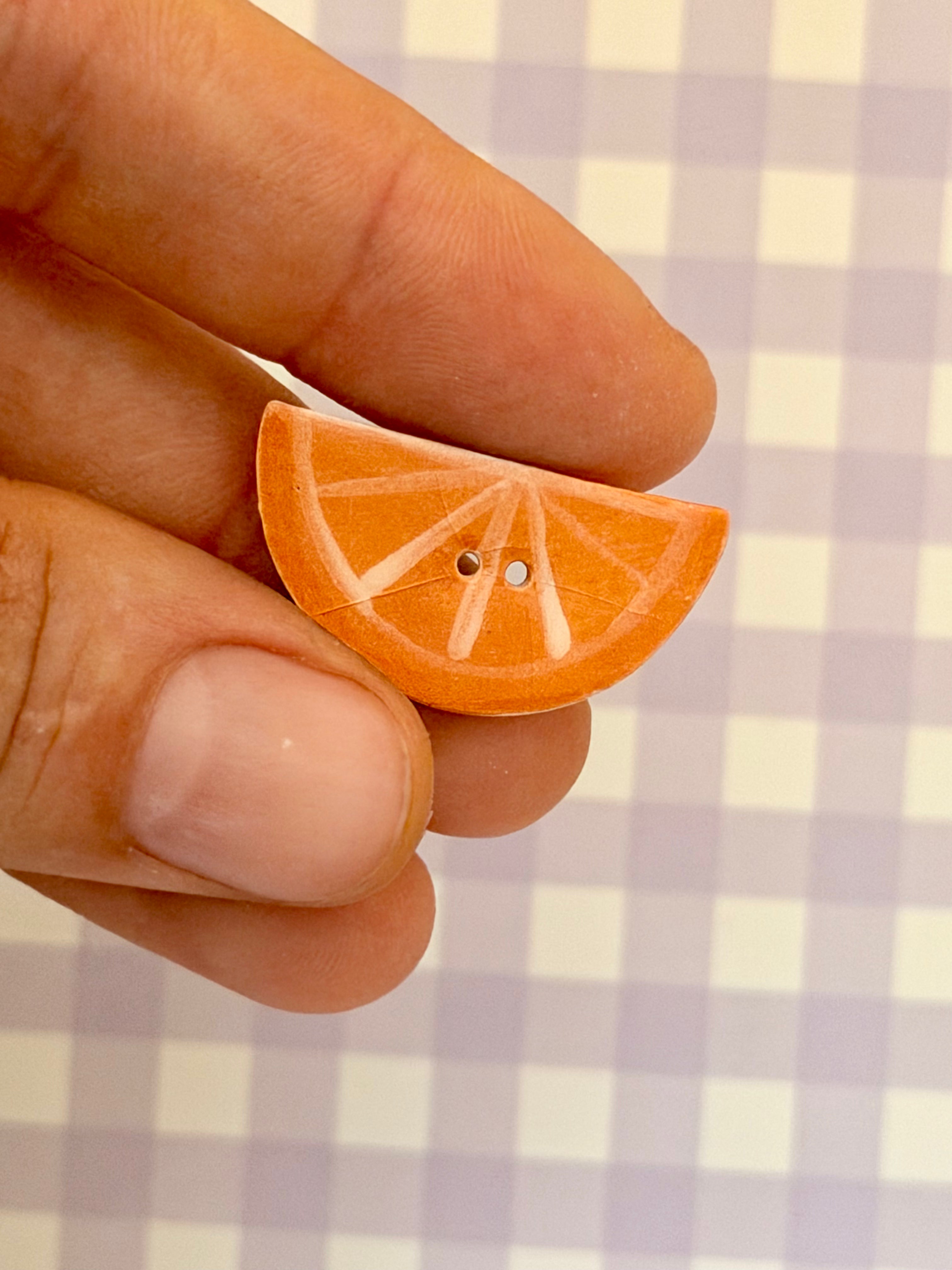 Handmade Ceramic Button for Cross Stitch – Orange