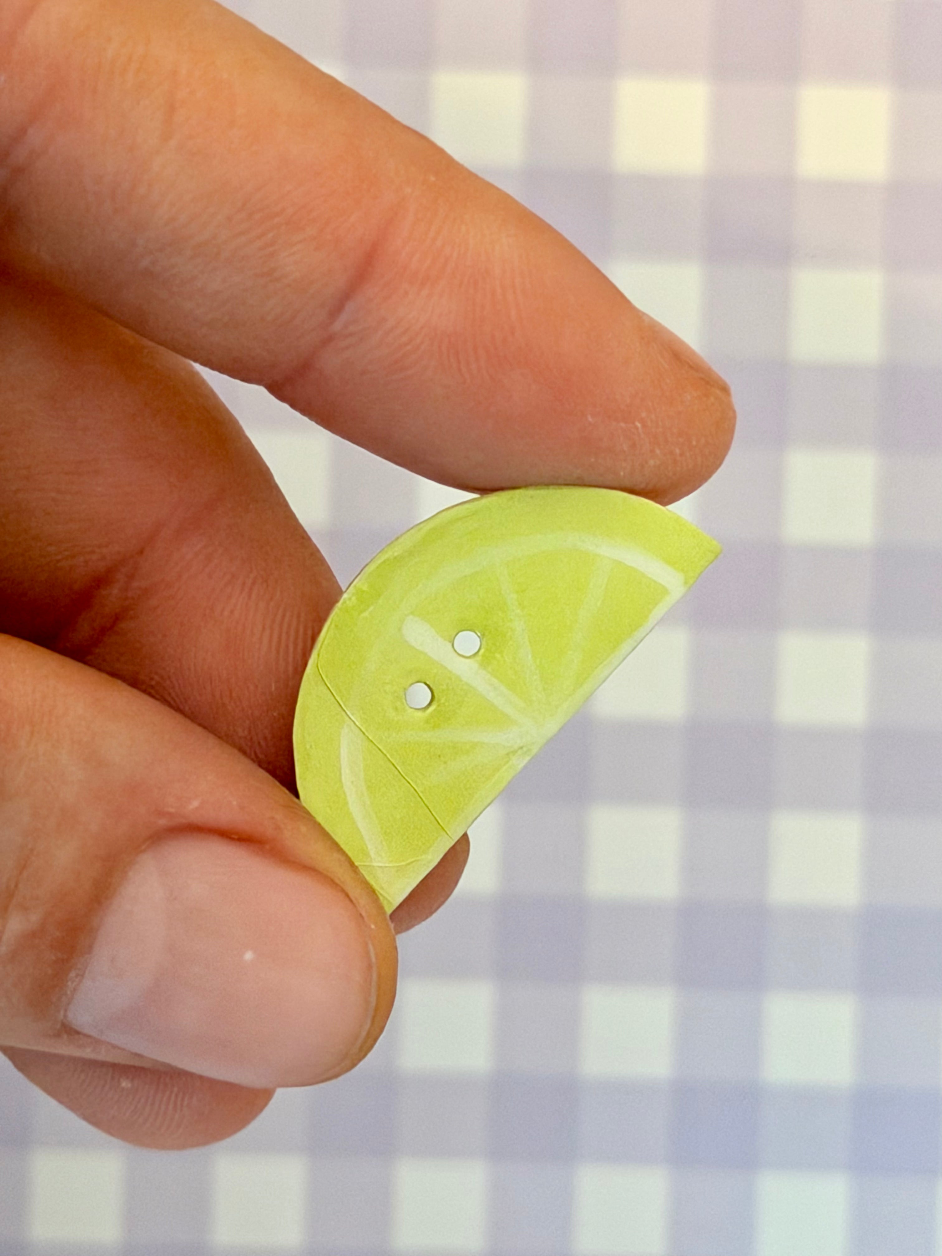 Handmade Ceramic Button for Cross Stitch – Lime