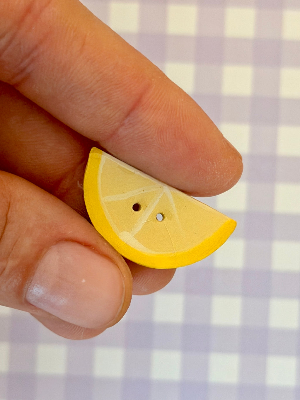 Handmade Ceramic Button for Cross Stitch – Lemon