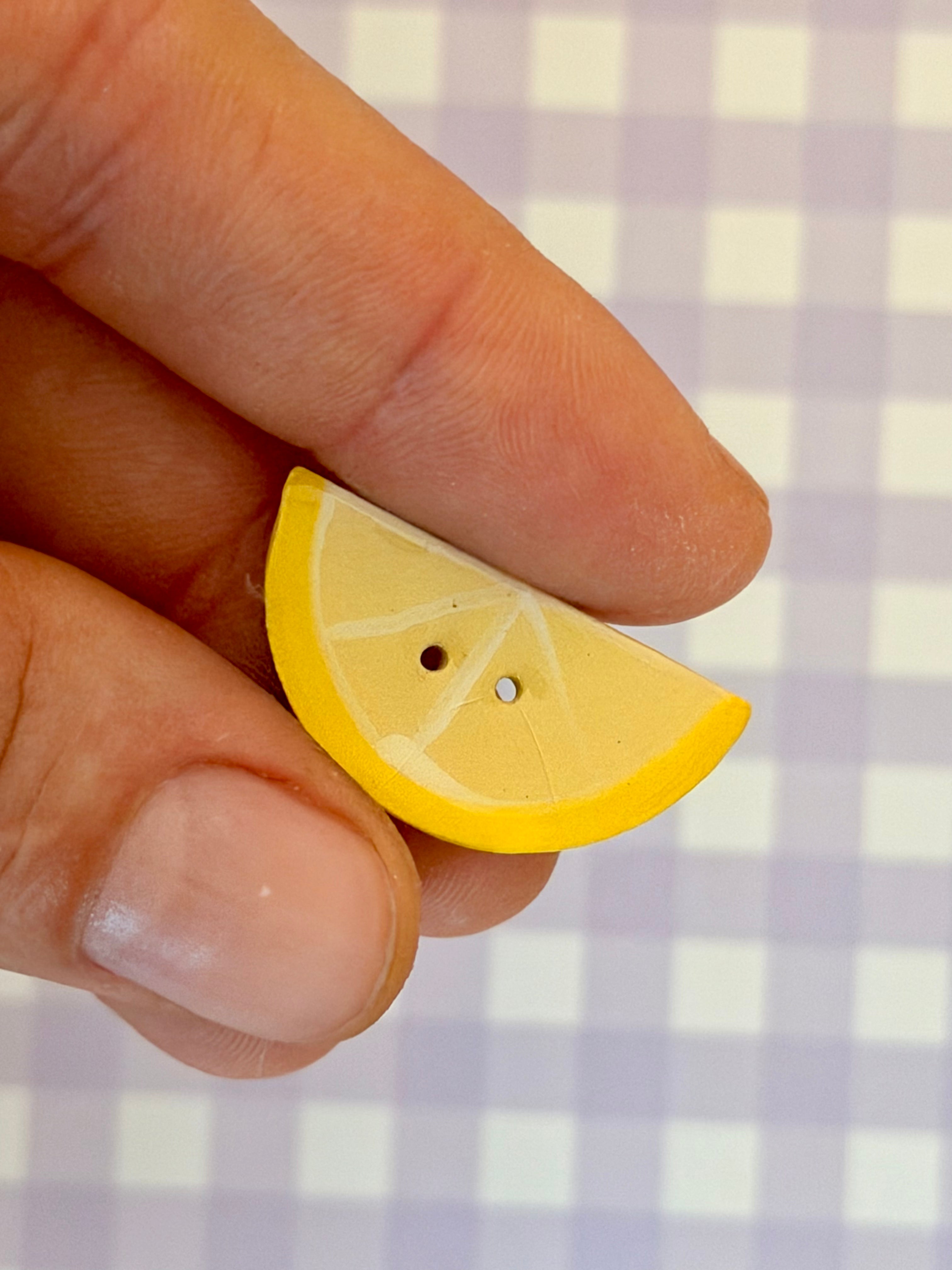 Handmade Ceramic Button for Cross Stitch – Lemon