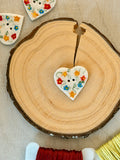 Handmade Ceramic Button for Cross Stitch – Flower Heart