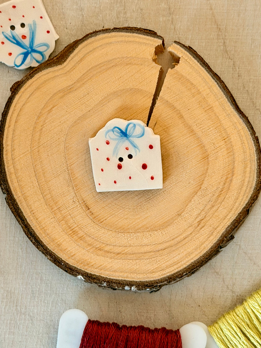 Handmade Ceramic Button for Cross Stitch – Gift #1