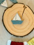 Handmade Ceramic Button for Cross Stitch – Sailboat Grey
