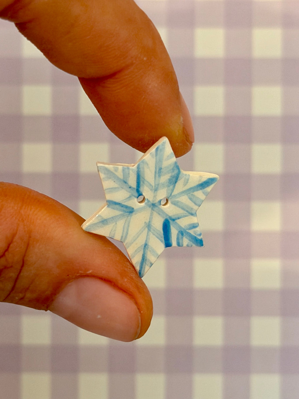 Handmade Ceramic Button for Cross Stitch – Snowflake #1