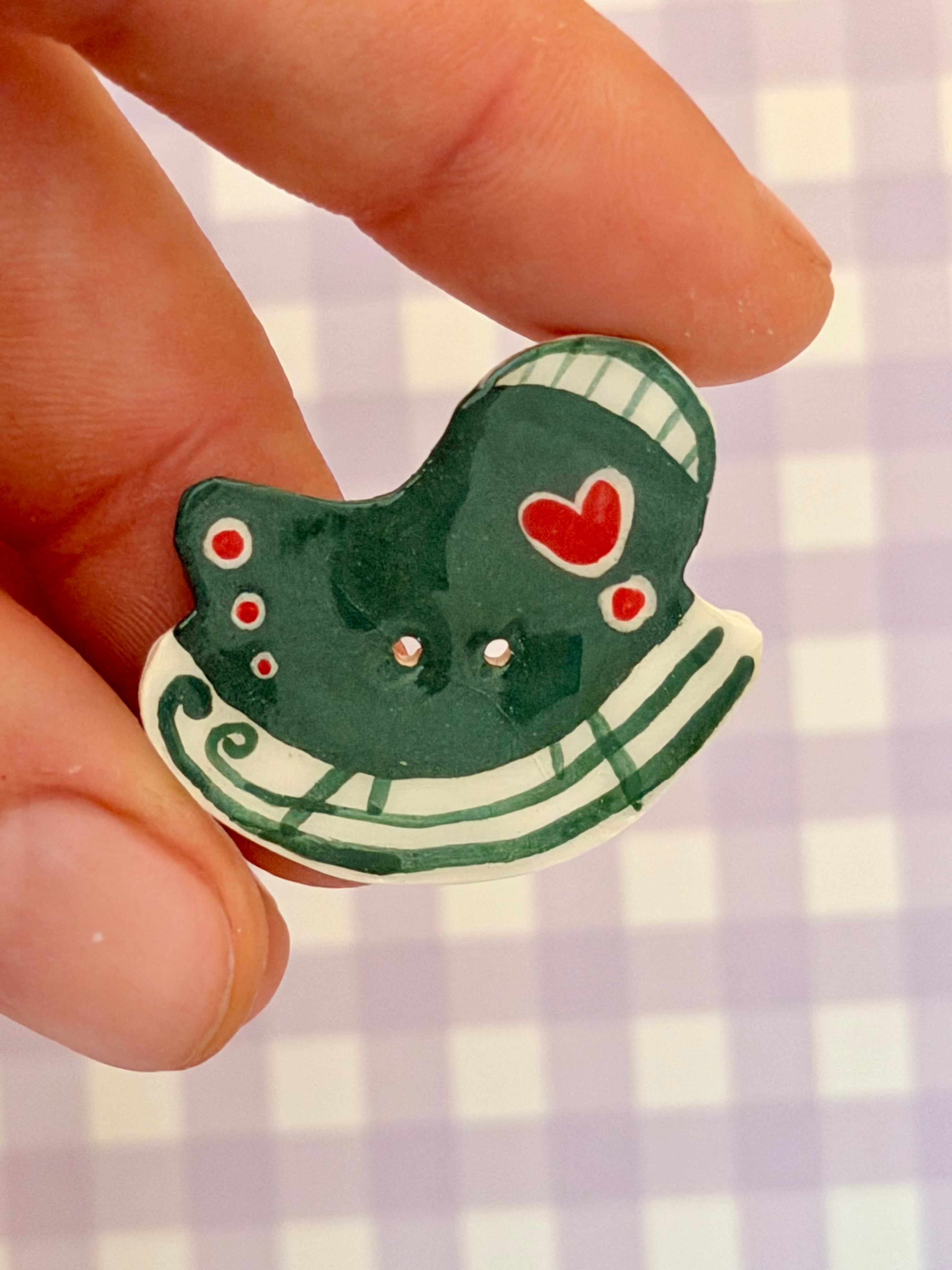 Handmade Ceramic Button for Cross Stitch – Sled