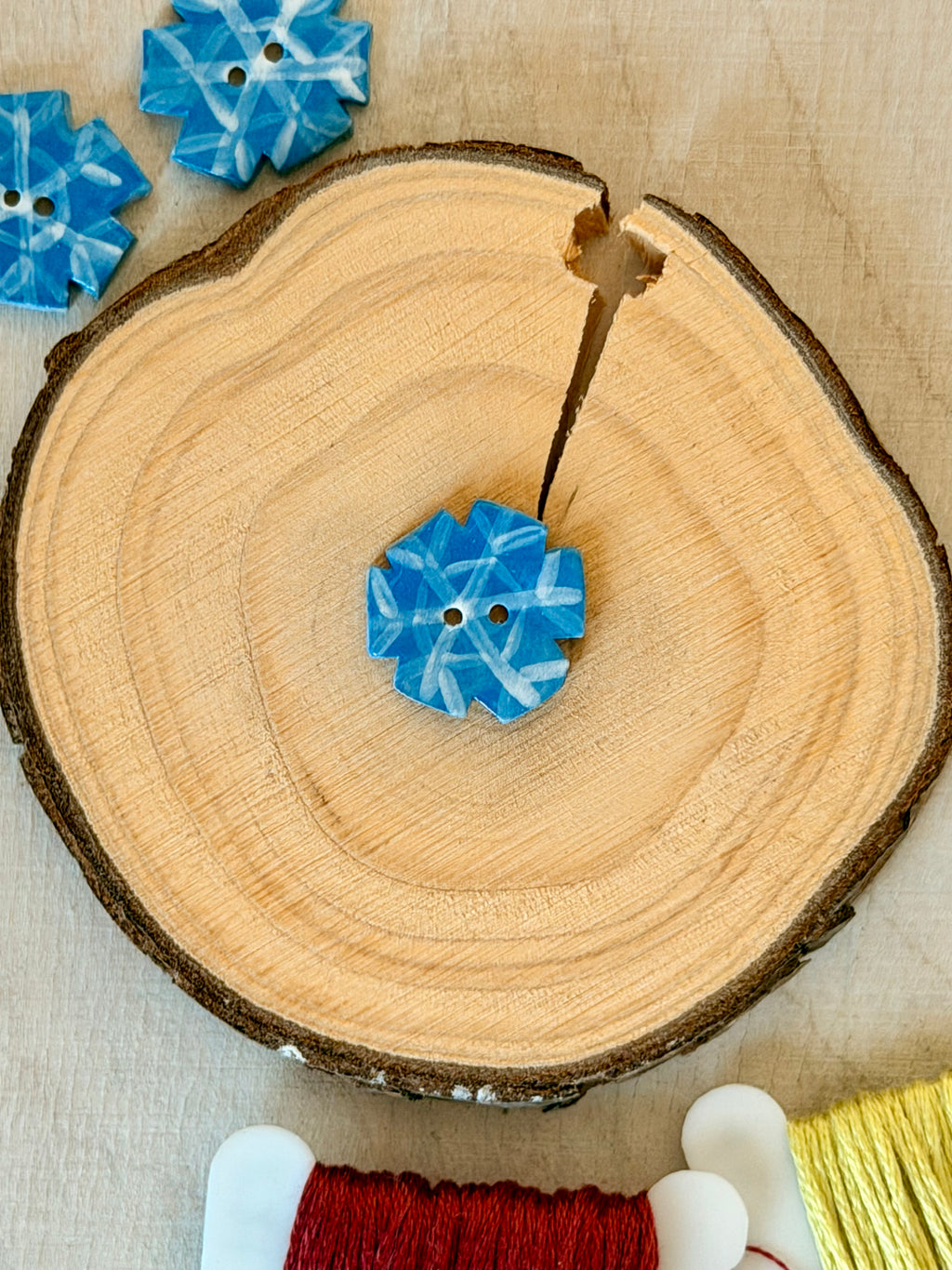 Handmade Ceramic Button for Cross Stitch – Snowflake #2
