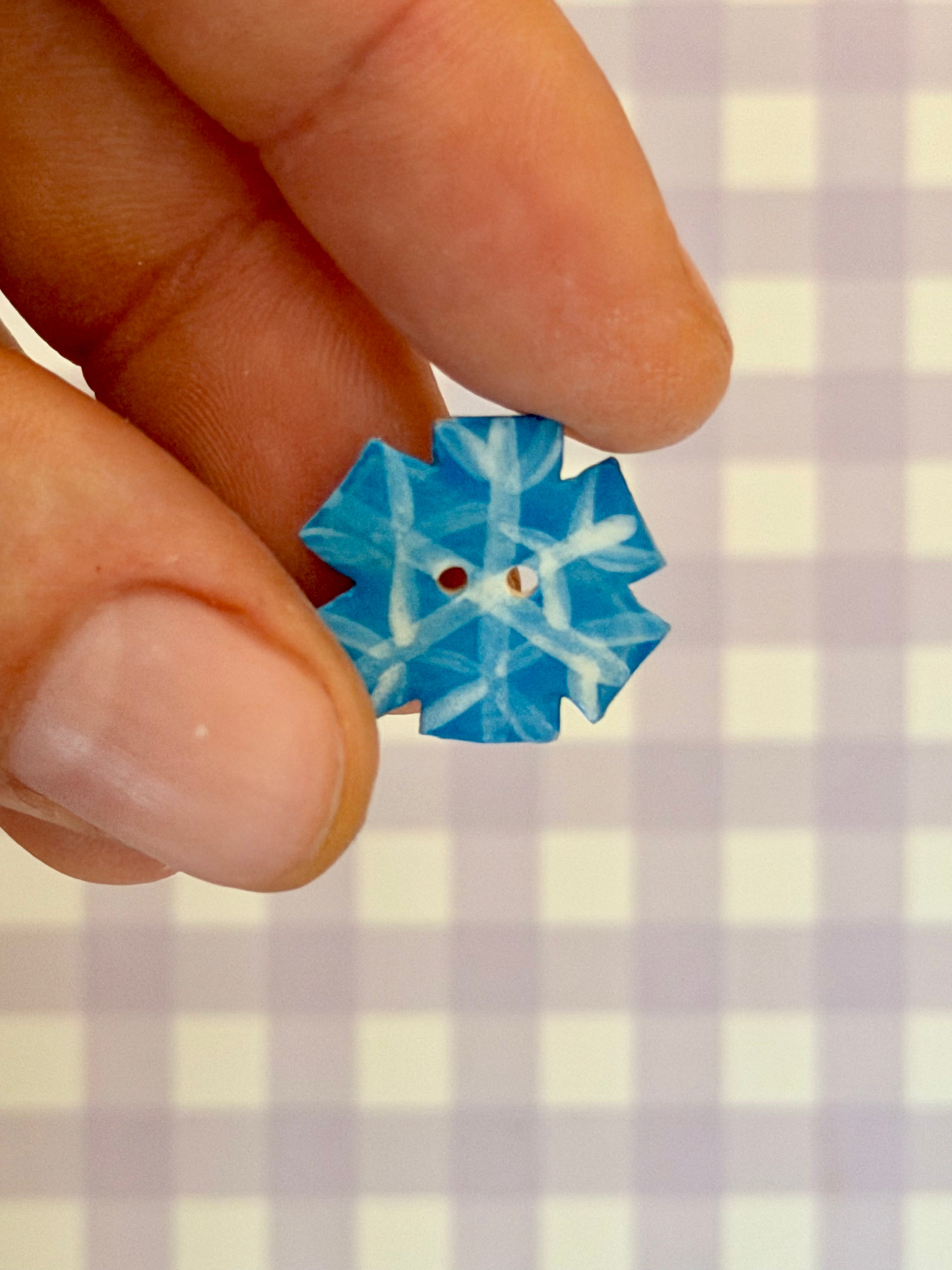 Handmade Ceramic Button for Cross Stitch – Snowflake #2
